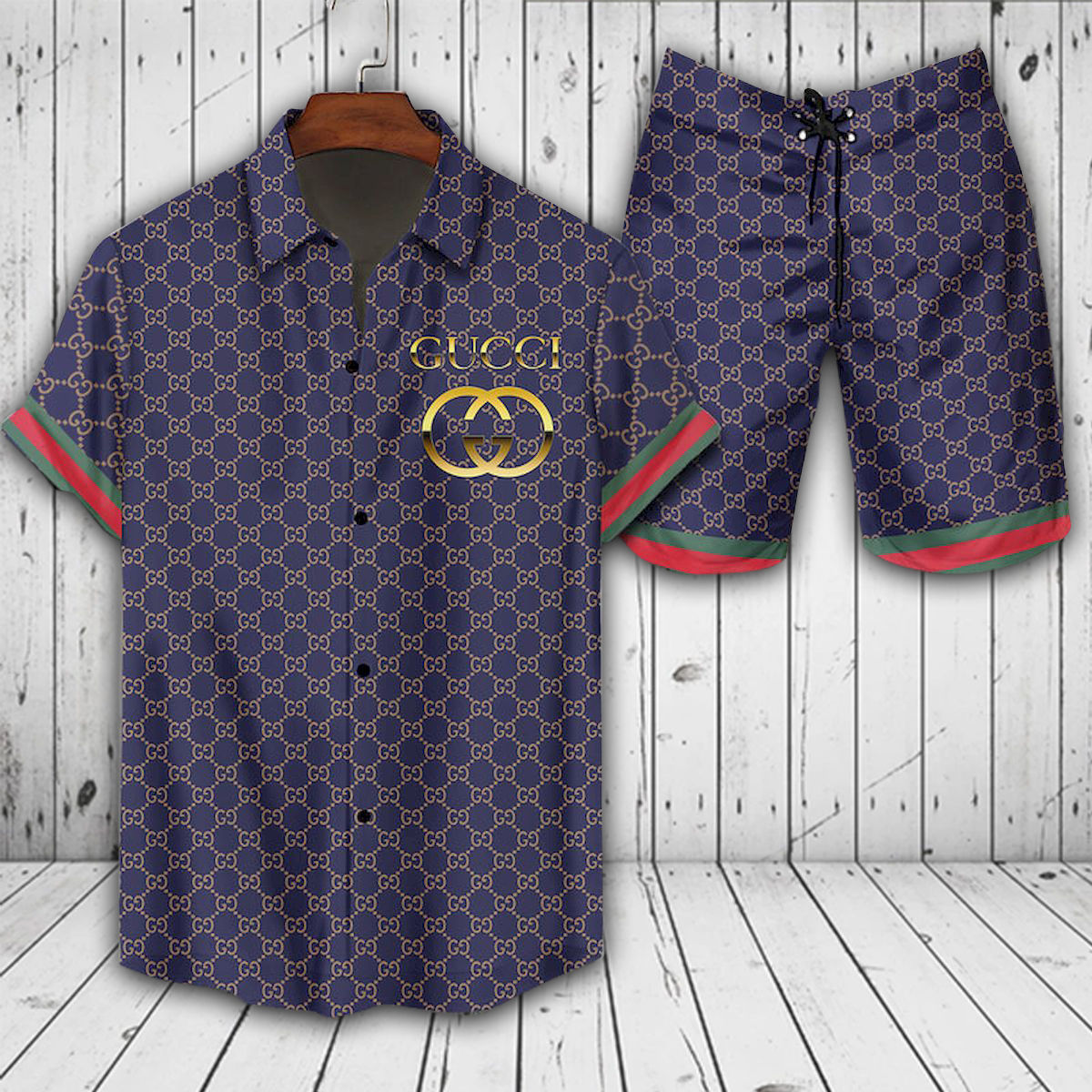 Gucci Logo Pattern Hawaiian Shirt And Shorts GC2519, Summer Gift For  Everyone. - Pod90Luxury